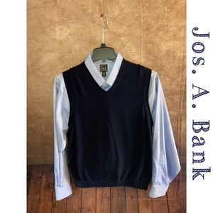 Jos A Bank Men’s 100% Pima Cotton Traveler Sweater Vest-Navy Blue-Size XL- EUC!!